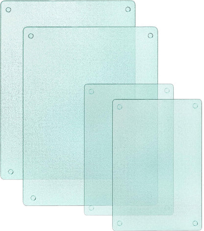 Kingrol 4 Pack Tempered Glass Cutting Boards for Kitchen, 15.75x12 and 12x8 Inch, Durable Countertop Chopping Mats & Heat-Resistant Protectors, Non-Slip