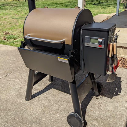 Upgraded Grill Table for Weber Kettle 22"/18"/26", Master Touch 22", Smokey Mountain, Recteq Pellet Grill RT-B380, Prep Station with Cutting Board, Basin, 4 Hooks, Shelf for Weber Kettle Accessories