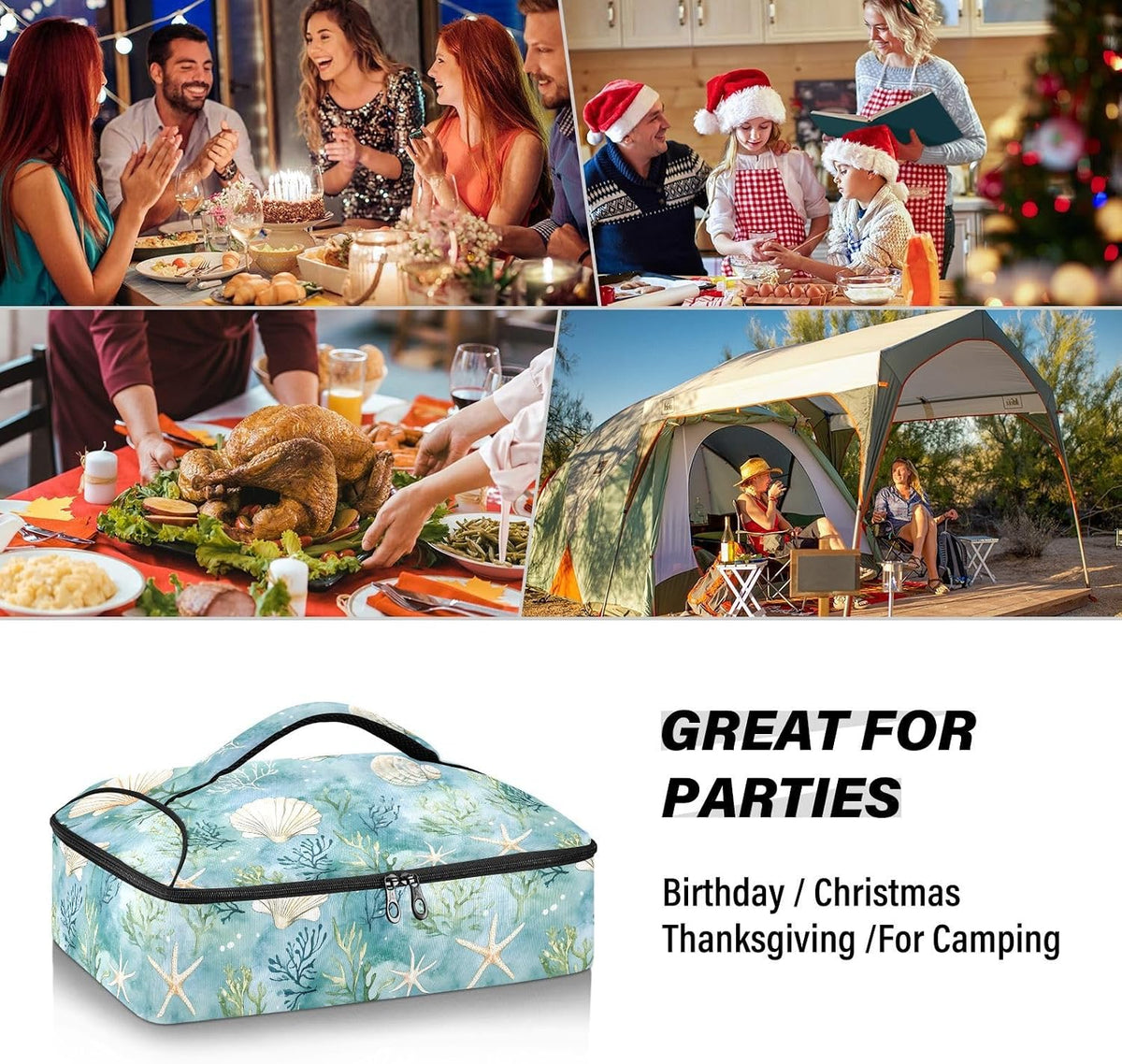 Casserole Carrier Insulated Yellow Lemon Blue Bows Dish 9x13 with Lid Party Travel Warmer Bag for Hot or Cold Food Lasagna Pizza Holder Tote - Colors B