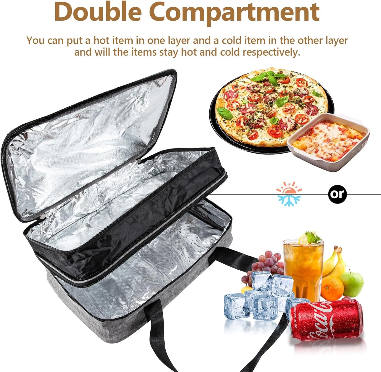 Insulated Casserole Carrier Fits Pioneer Woman Kitchen Stuff & 9x13 Baking Dish, Large Lasagna Lugger Tote, Leakproof Thermal Food Warmer Bag for Potluck, Picnic, Travel, Hot/Cold Food & Mom Gifts