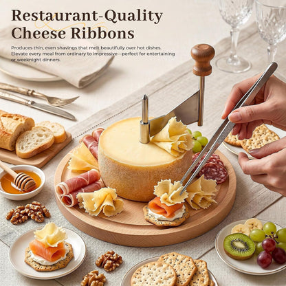 Girolle Cheese Curler for Tete de Moine, Cheese Flower Cutter with Center Hole Tool & Tweezers, Wood Cheese Shaver for Parmesan & Chocolate, Charcuterie Board Accessories & Gifts