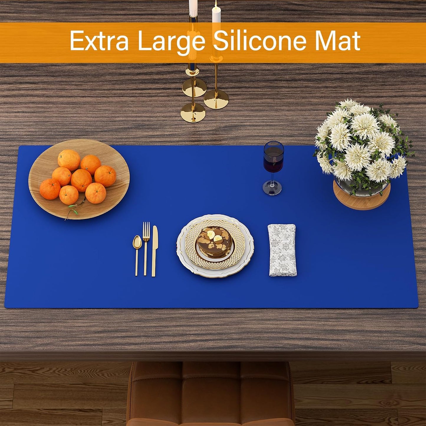 Food Grade Silicone Table Protector Mat 47x24 Inch, Heat Resistant Desk Pad for Baking/Painting/Resin/Welding, Non-Slip Waterproof Surface Easy Clean (3 Colors) (Gray)