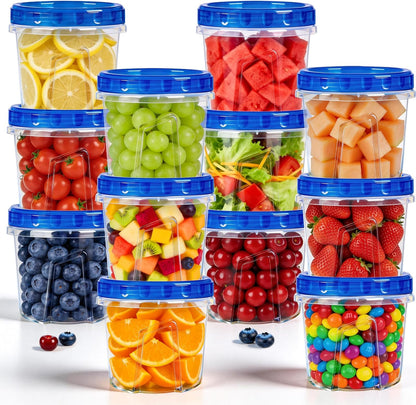 10 Pack 34oz Reusable Freezer Food Storage Containers with Twist Top Lids, Airtight Plastic Meal Prep Food Containers for Leftover Lunch Fruit Salad Oats, Clear Large Soup Container Microwave Safe