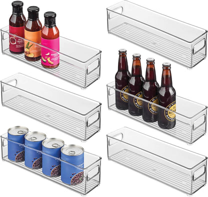 iDesign Stackable Fridge Bin with Handles - Ideal for Freezer or Pantry, Set of 2, Clear, Made in USA