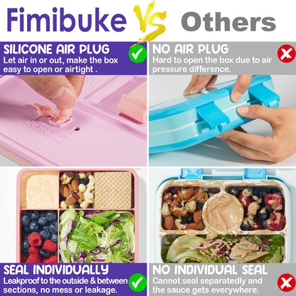 Fimibuke Chill Bento Box for Kids Adult, Leak Proof Toddler Lunch Box with Ice Pack Keep Food Cold, BPA Free 4 Compartment Lunch Container with Utensils for Girl Boy School, Microwave Dishwasher Safe
