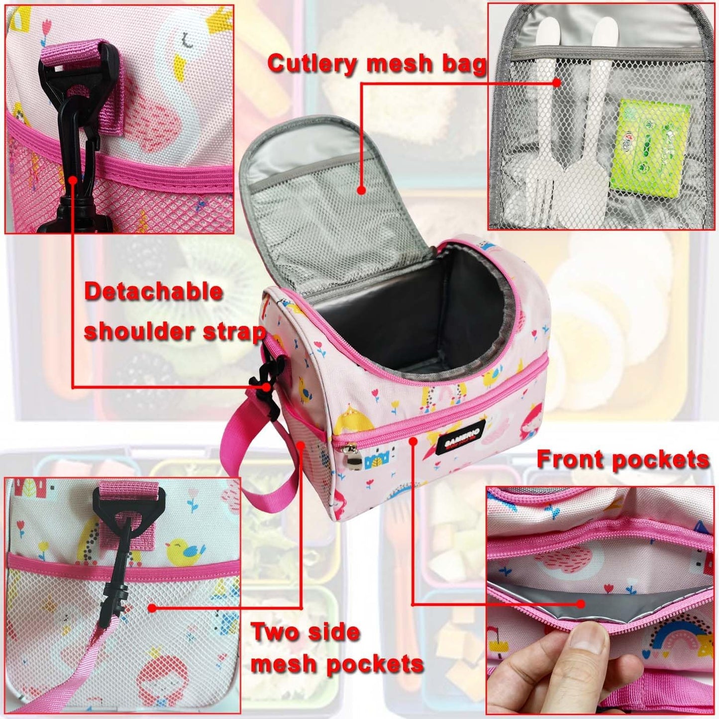 Lunch Bag for Kids Coole Lunch Box Tote for Women Girls Boys Children Student Insulated Bento Bag for School Work Picnic Outdoor Activities