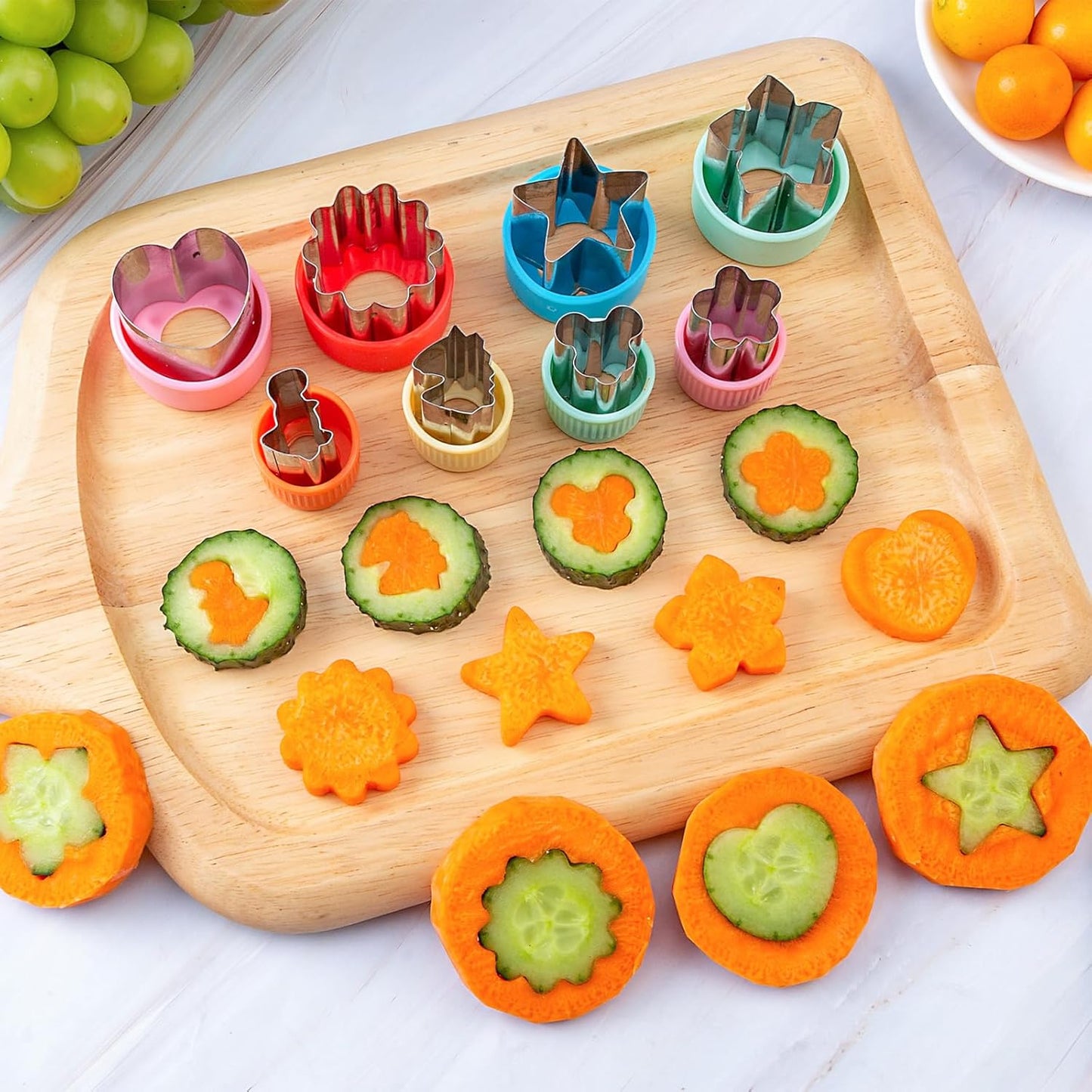 Sandwich Cutter for Kids 48 Pcs, Kimfead Cookie Cutters, Fruit Vegetable Cutter Shapes, Food Picks for Bento Box, Mouse Dinosaur Star Square Heart Shape