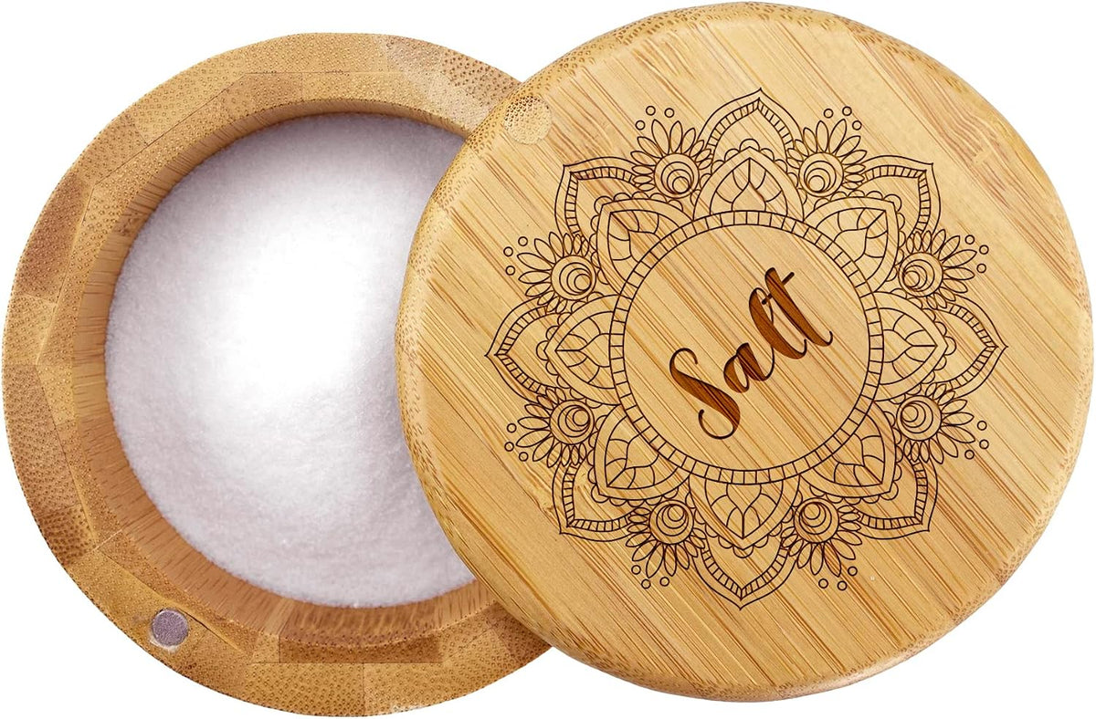 Totally Bamboo Salt Cellar with Swivel Lid, Salt Container for Countertop