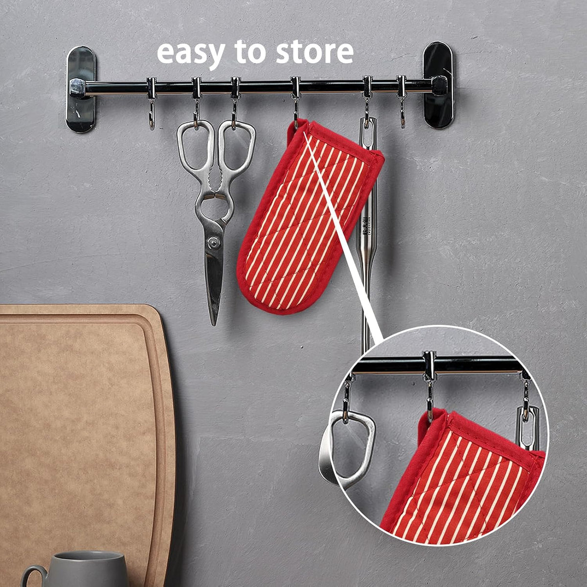 ZUFECY 2-Pack Cotton Handle Covers, Heat Resistant Pot Handle Sleeves, Black and Red Striped Design for Cast Iron Skillets and Pans