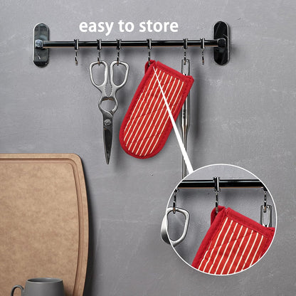 ZUFECY 2-Pack Cotton Handle Covers, Heat Resistant Pot Handle Sleeves, Black and Red Striped Design for Cast Iron Skillets and Pans