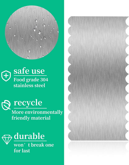 8.6 Inch Metal Cake Scraper Smoother, Edge Side Jagged Comb for Cream