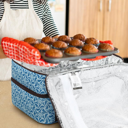 MIER Insulated Casserole Carrier for Hot or Cold Food Thermal Food Carrier Bag for Lasagna Potluck Parties Picnic Cookouts, Fits 9"x13" Baking Dish/Foil Pan, Red