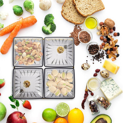 Luxshiny 7.28 Inch Snack Platter with 4 Covered Bowls and Tray Divided Serving Plate for Dried Fruit Candy Nuts Party and Home Entertaining Food Storage Bowl