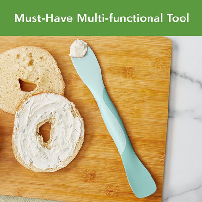 Tovolo Mini Scoop & Spread Tool for Kitchen Meal Prep Small Sandwich Spreader Spatula for Peanut Butter Jelly, Silicone BPA Free Dishwasher Safe Scooper Spreader, Aqua Seafoam Green