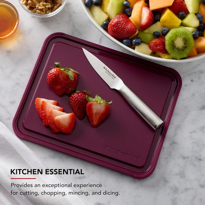 KitchenAid Classic Plastic Cutting Board with Perimeter Trench and Non Slip Edges, Dishwasher Safe, 12 inch x 18 inch, Gray