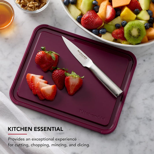 KitchenAid Classic Plastic Cutting Board with Perimeter Trench and Non Slip Edges, Dishwasher Safe, 12 inch x 18 inch, Gray