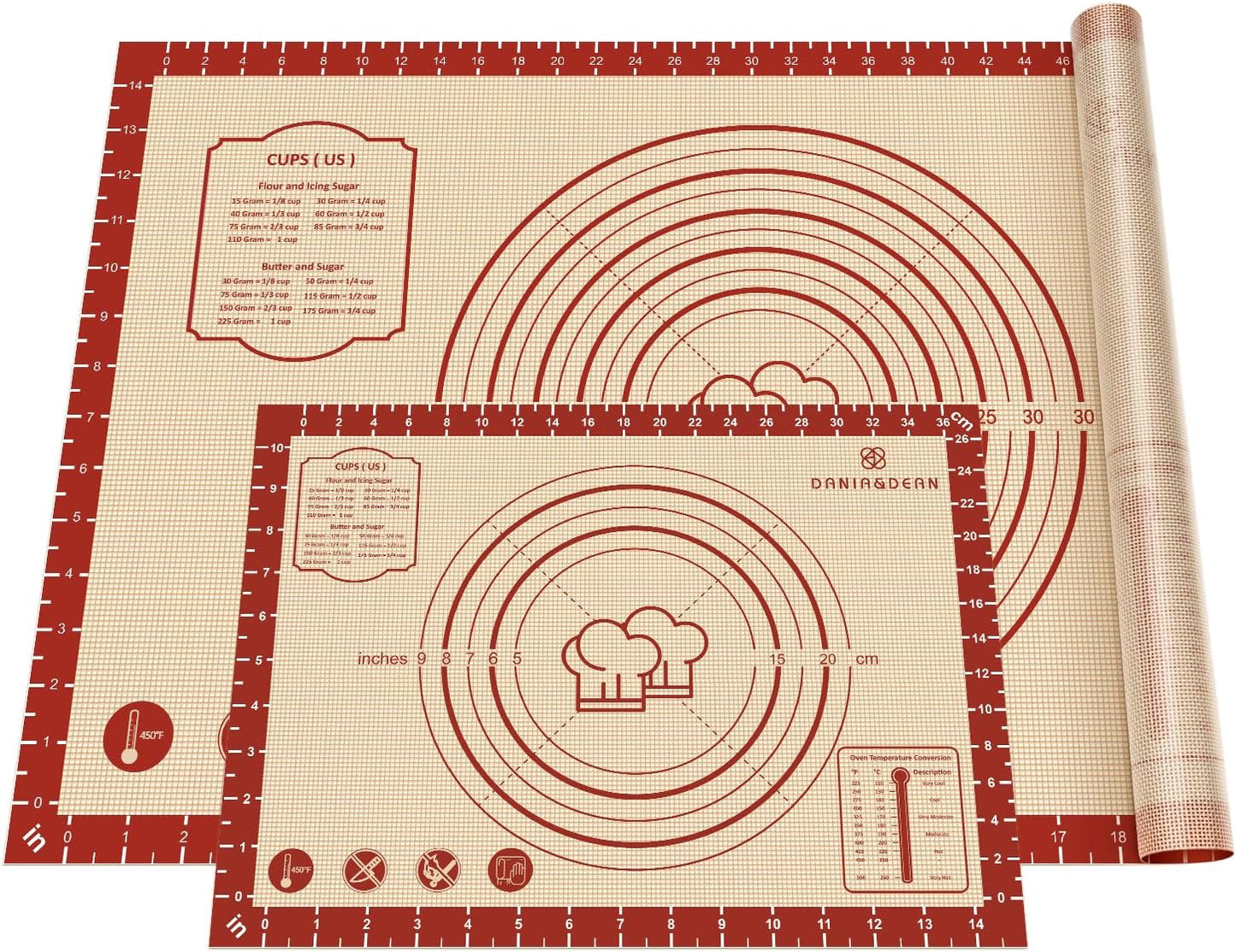 Silicone Baking Mat,28" x 20" Extra Thick Large Non Stick Sheet Mat with Measurement Non-slip Dough Rolling Mat,Reusable Food Grade Silicone Counter Mat for Making Cookies,Macarons,Bread and Pastry