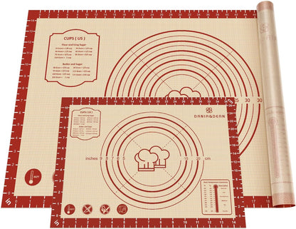 Silicone Baking Mat,28" x 20" Extra Thick Large Non Stick Sheet Mat with Measurement Non-slip Dough Rolling Mat,Reusable Food Grade Silicone Counter Mat for Making Cookies,Macarons,Bread and Pastry