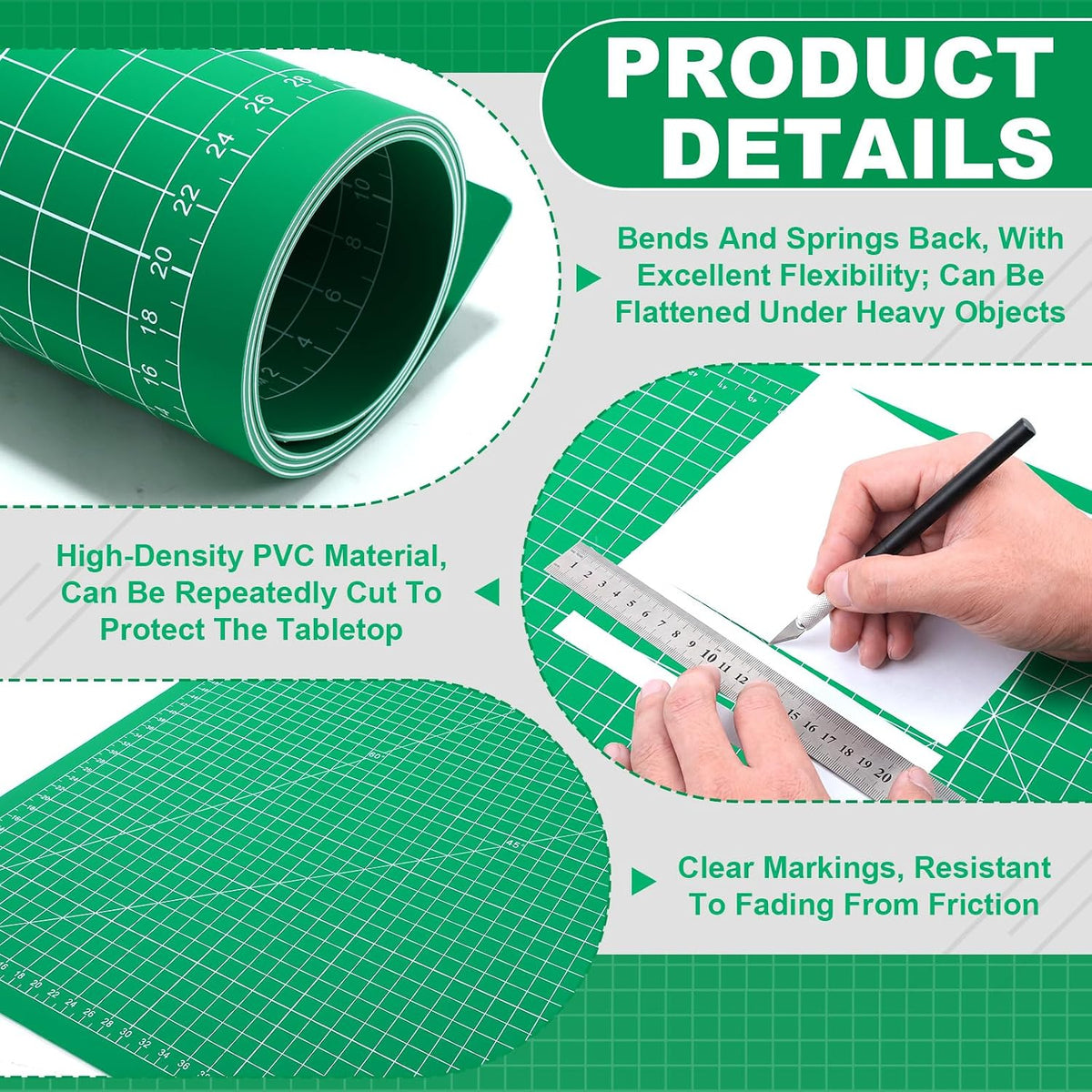 Pangda 1 Pcs 36 x 48 in Large Self Healing Cutting Mat for Sewing, Green