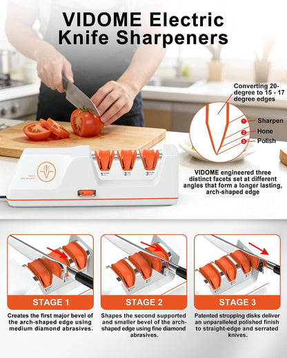 VIDOME Professional 3-Stage Electric Knife Sharpener