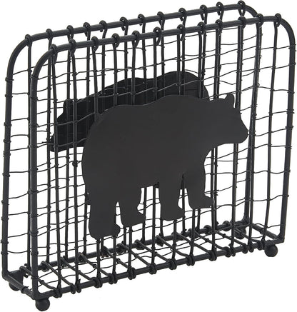 Park Designs Tree Tops Two Tier Napkin Holder, Lodge Metal Tiered Tabletop Storage, Cabin Dual Serving Caddy Organizer