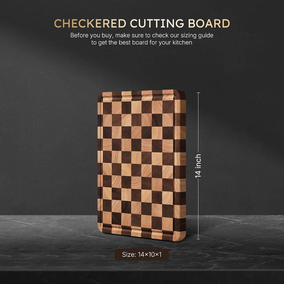 3 Packs Cutting Boards for Kitchen Checkered Cutting Board Acacia Wood Charcuterie Board Serving Heavy Duty Non Toxic Slip Butcher Block Wood Chopping Board with Juice Grooves Handles