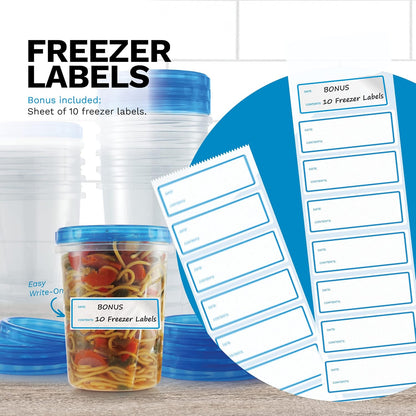 Tafura 10 Pack Leakproof Freezer Containers for Food with Twist Top Lids - 32 Oz BPA Free Reusable Plastic Soup Containers with Screw On Lids - Ideal for Meal Prep, Leftovers & Pantry Organization