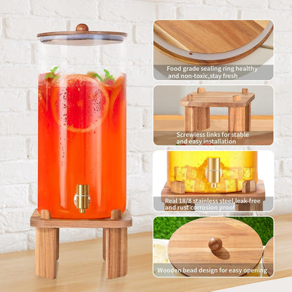 3 Gallon Extra Large Drink Dispenser for Parties,Glass Beverage Dispenser with Stand,Water Drink Dispenser with Airtight Valve,Lemonade Dispenser for Fridge,Water, Juice,Cocktails,Ice Tea & Sun Tea