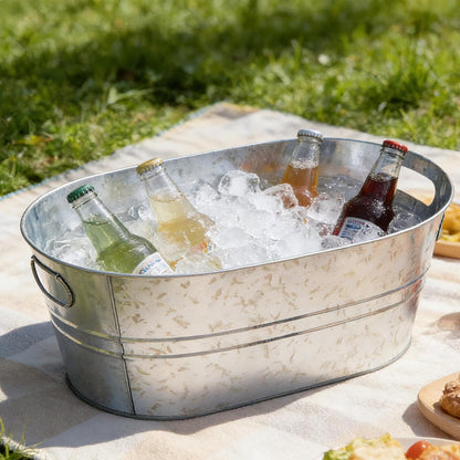 6-Piece Ice Bucket Set with Plastic Scoops,Ice Buckets for Parties, Beverage Tubs for Parties, for Parties, Bars, Outdoor Events | Chilling Containers for Wine, Champagne, Beer (Stainless Steel)