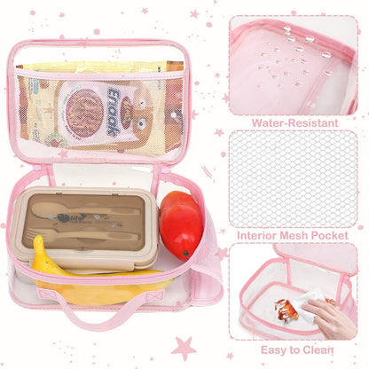 FlowFly Kids Lunch box Insulated Soft Bag Mini Cooler Back to School Thermal Meal Tote Kit for Girls, Boys, Black