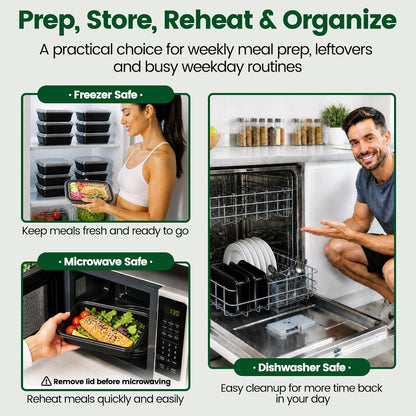 Meal Prep Containers 24oz-100 Pack (200-Piece) Reusable Food Storage Containers with Lids Microwave, Freezer, Dishwasher Safe - Leakproof & BPA Free Durable Plastic Bento Box for To Go Take Out