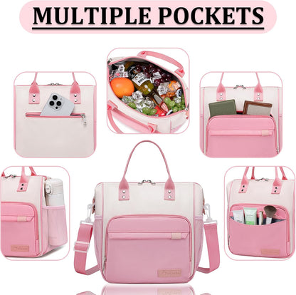 TuErCao Small Lunch Bag Lightweight Insulated Lunch Box for Women Work Portable Soft Cooler for Picnic Travel Road Trips, Loncheras para Mujer, Black