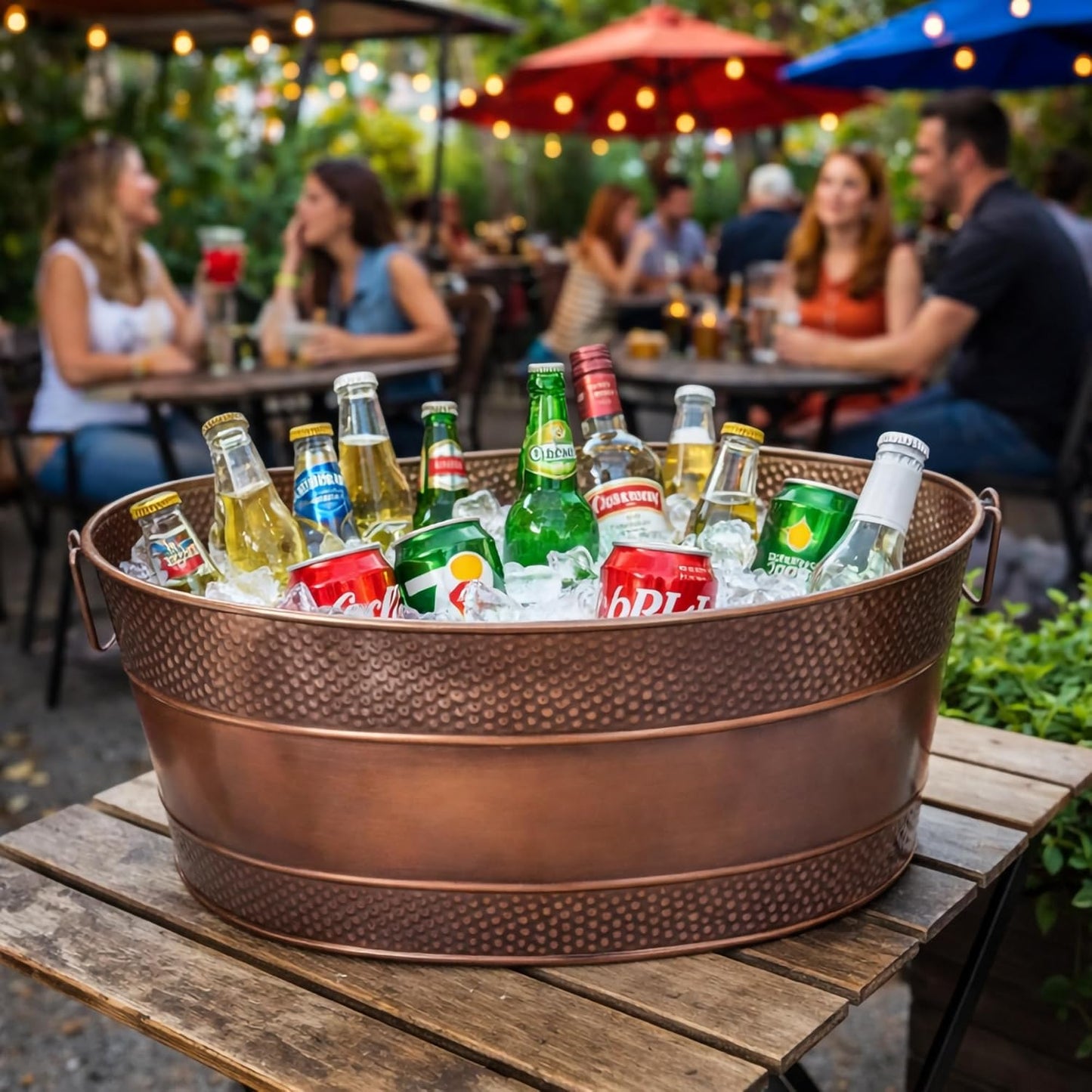 BREKX Aspen Heavy-Duty Oval Stainless Steel Drink Cooler for Parties - Metal Large Ice Bucket for Drinks, 25-Quart (30-Bottle) Large Cooler Ice Container for Parties