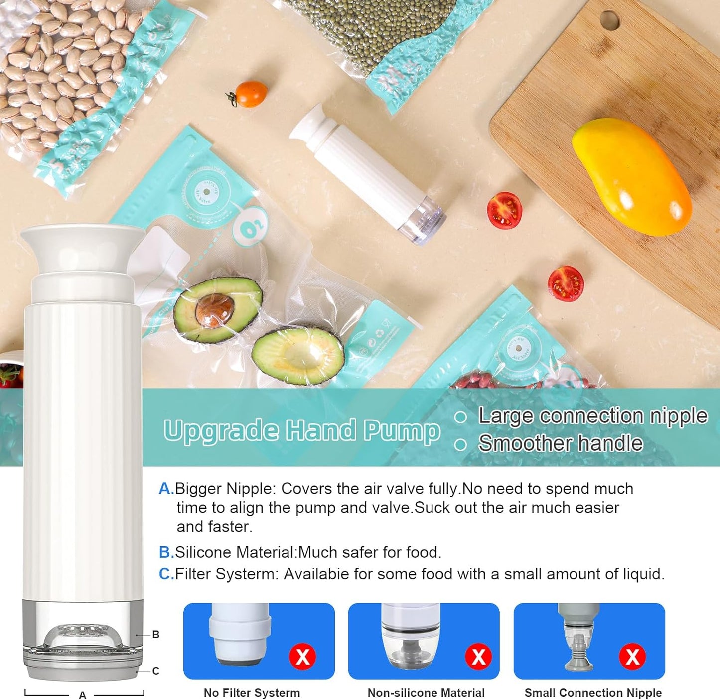 3-Piece Rectangle Glass Vacuum Food Storage Containers Set with Hand Pump & 10 Sealer Bags, Borosilicate Airtight Meal Prep Lids with Date Tracker, Leakproof, Freezer & Microwave Safe [21/35/50 Oz]