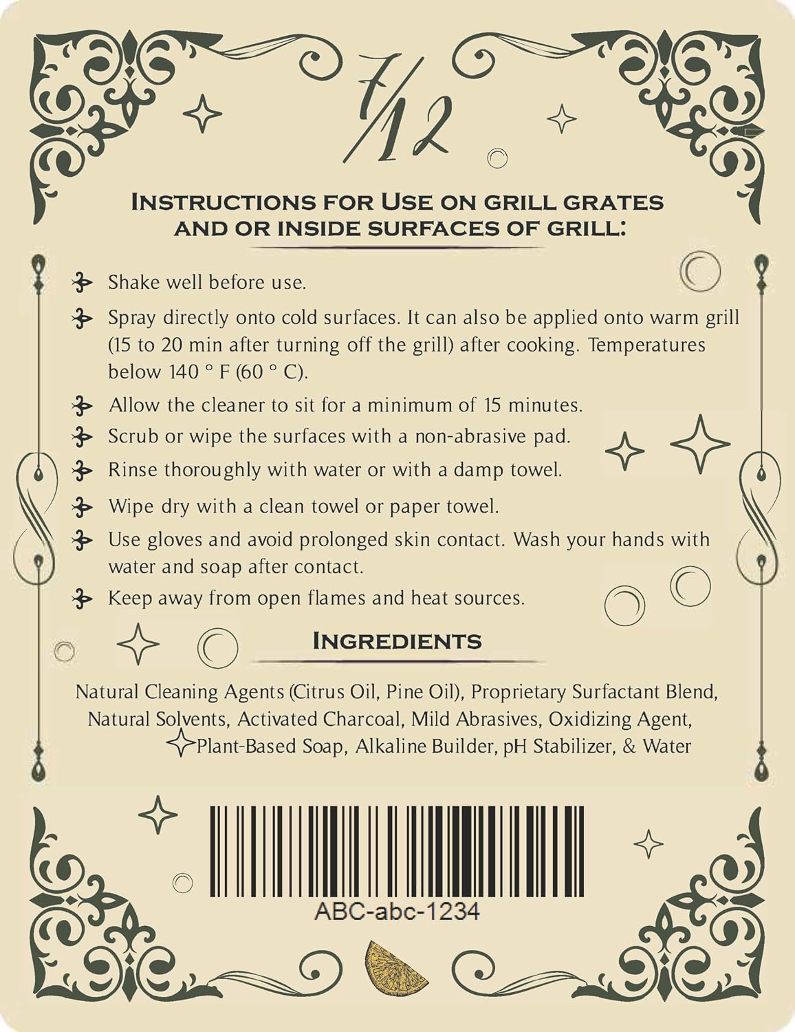 All-Natural BBQ Grill Cleaner & Degreaser | Spray, Wait & Wipe - Plant-Based Heavy Duty Griddle Cleaner, Fresh Citrus Scent, Non-Toxic Fume-Free Formula | Safe for Grill Grates, Smokers and Flat Tops