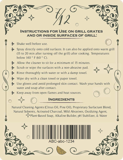 All-Natural BBQ Grill Cleaner & Degreaser | Spray, Wait & Wipe - Plant-Based Heavy Duty Griddle Cleaner, Fresh Citrus Scent, Non-Toxic Fume-Free Formula | Safe for Grill Grates, Smokers and Flat Tops