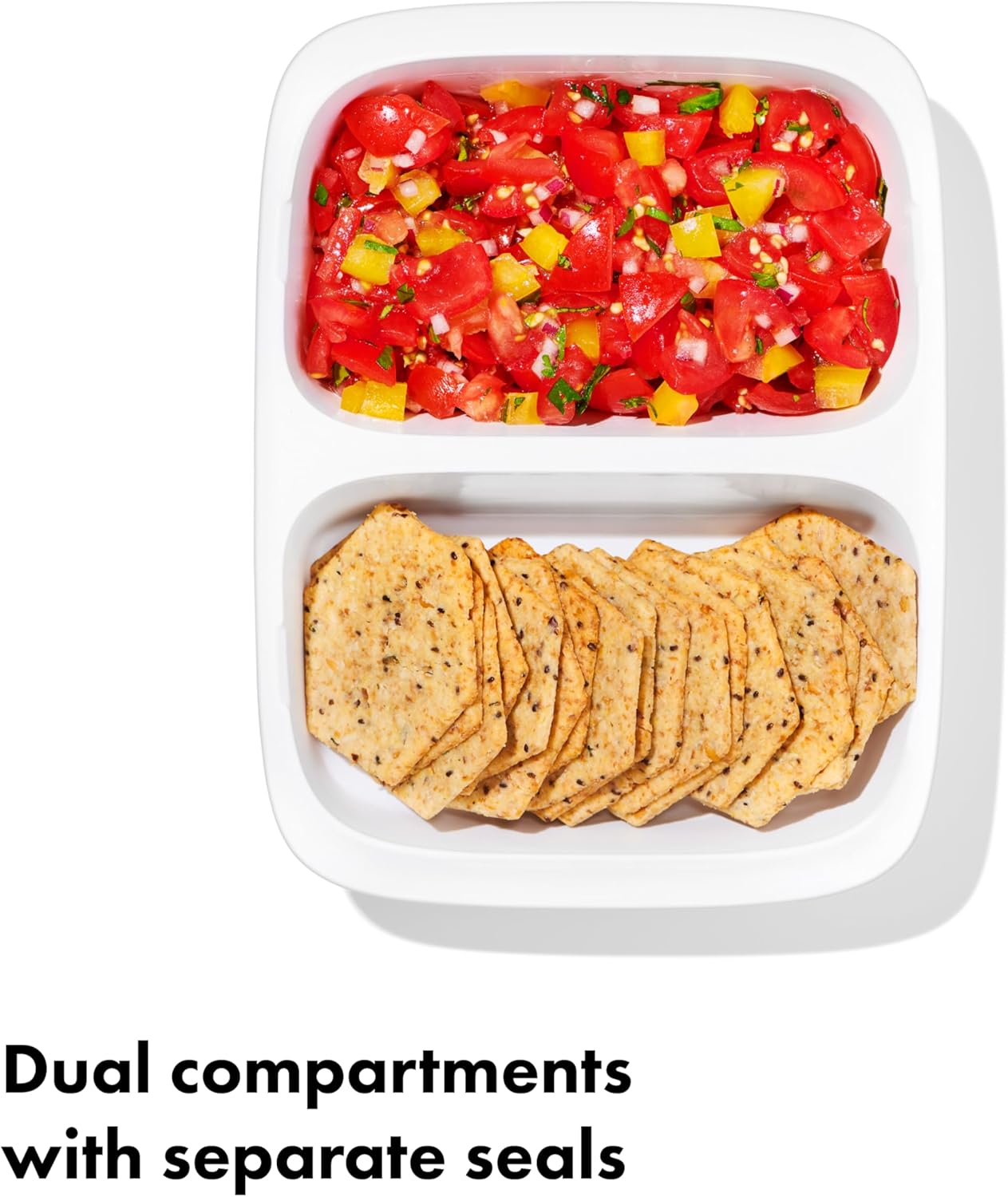 OXO Good Grips Prep & Go Snack & Dip Container, Snack Fuss-Free on the Move, Leakproof Reusable Small Meal Food Storage and Lid, Food Containers with Lids, Snack Organizer, 1.6 Cups/0.4 L