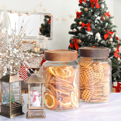 6 pc Glass Spice jars Glass Jars with Screw Lid 5 oz Acacia Wood Glass Herb Sugar Coffee Bean Ground Container Food Storage Canister for Candy Pantry Tea Seasoning Meal Prep Snack (6*150ml(5oz))