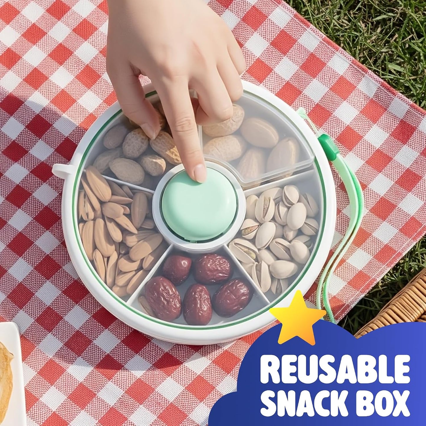 Veggie Tray with Lid for Fridge - Reusable Snack Containers, Party Serving Trays with Handles, Snackle Box for Kids & Adults, BPA-Free Fruit & Vegetable Storage Containers (Pink)