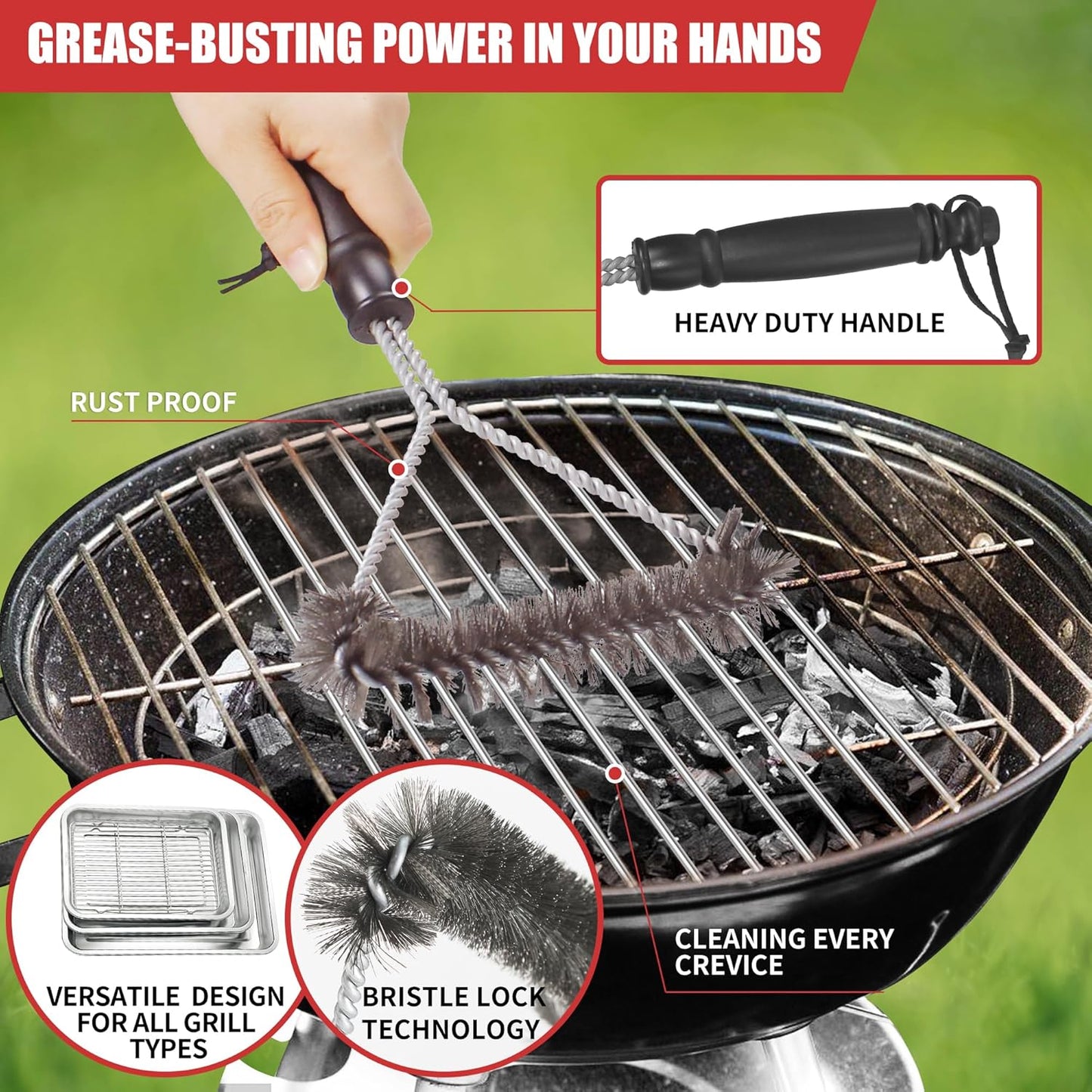 Upgraded Griddle Cleaning Kit for Blackstone, Flat Top Grill Cleaner Set with Grill Stone, Griddle Scraper, Scouring Pads and Handles, BBQ Accessories Tools Set for Deep Cleaning (19 PCS)
