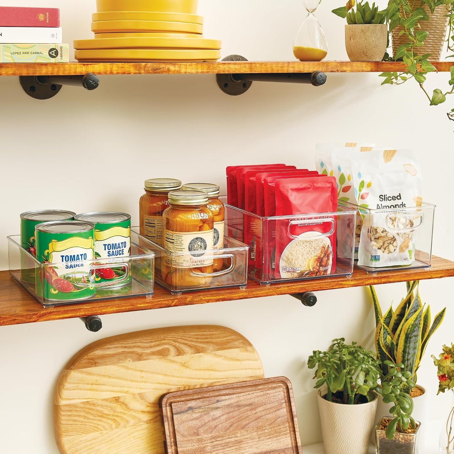 iDesign Stackable Pantry Bins with Handles, 4 Small and 4 Medium Bins, 8 Pack, Clear, Made in USA