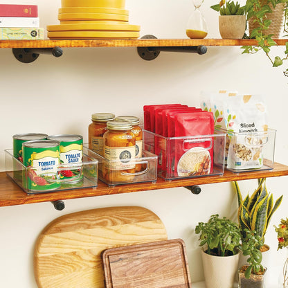 iDesign Stackable Pantry Bins with Handles, 4 Small and 4 Medium Bins, 8 Pack, Clear, Made in USA