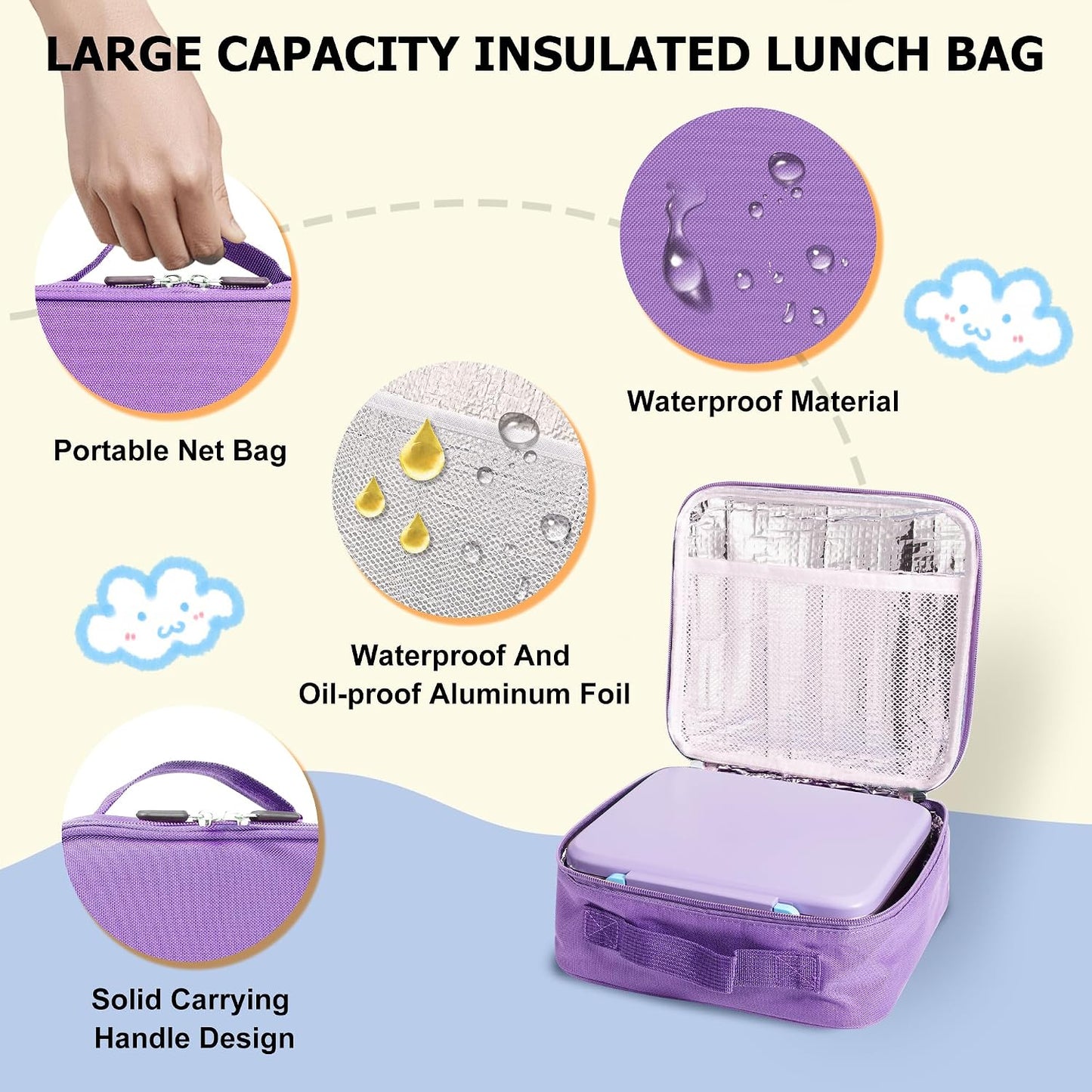 Bento Lunch Box for Kids with Thermo, Leakproof Bento Box with 8oz Insulated Food Jar, Insulated Bottle, Lunch Bag, BPA Free Dishwasher Safe 4 Compartment Container for School Girls Boys (Pink)