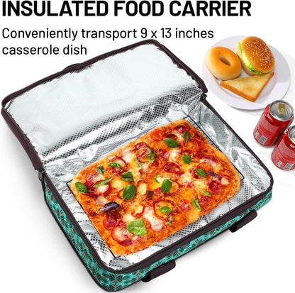 MIER Insulated Casserole Carrier for Hot or Cold Food Thermal Food Carrier Bag for Lasagna Potluck Parties Picnic Cookouts, Fits 9"x13" Baking Dish/Foil Pan, Red