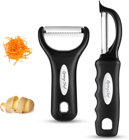 Spring Chef Swivel Potato Peeler & Julienne Vegetable Peeler w/Soft Handle