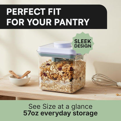 Bop Top Airtight Food Storage Containers with Lid 2 Cups / 16 oz | Kitchen Canister Sets | Air Tight Pantry Container | Pop Top Dry Food Storage Containers for Snacks, Sugar, Flour, Baking, Pasta