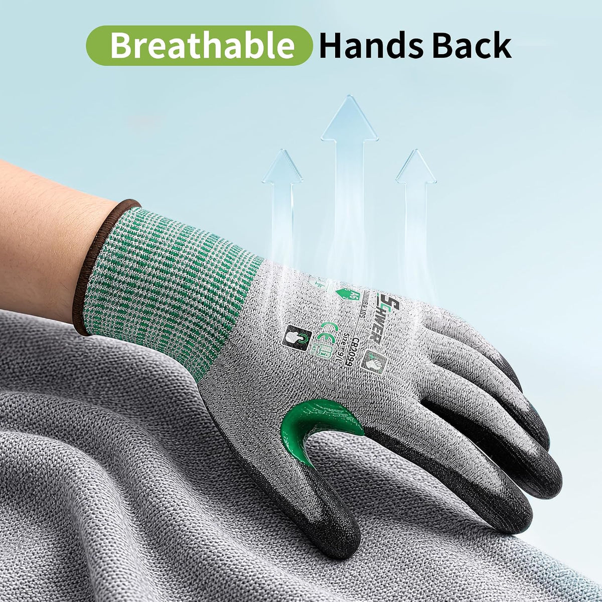 Schwer 12 Pairs A4/A5/A6 Cut Resistant Gloves, Non PFAS CR3088, L
