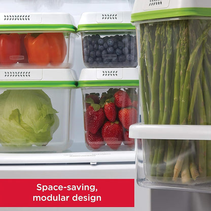 Rubbermaid FreshWorks Produce Saver, Medium and Large Storage Containers, 8-Piece Set, Set of 4, Med & Lg, Clear