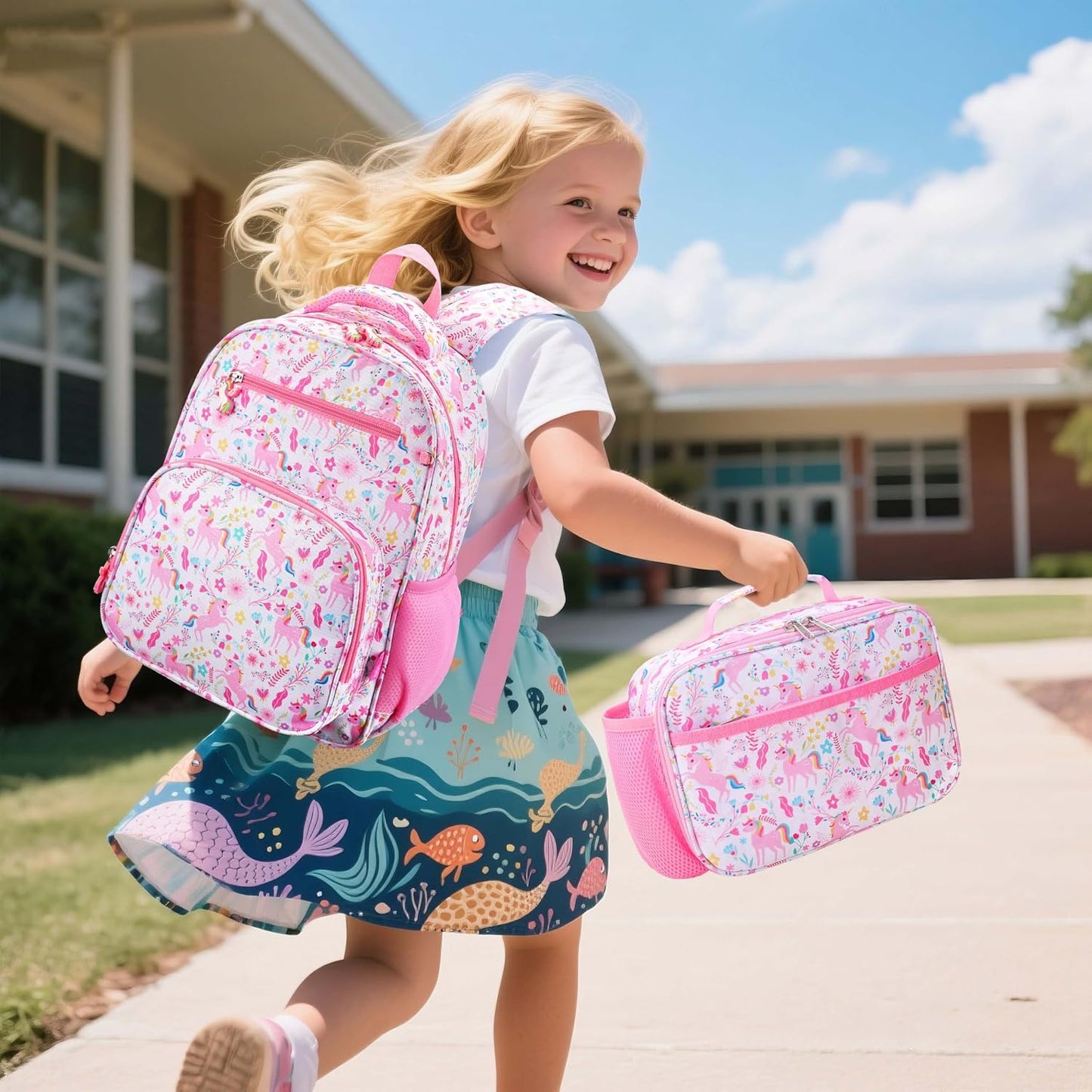 RHCPFOVR Kids Lunch Bag - Insulated Lunch Box for Boys Girls,Washable Lunch Bag and Reusable Toddler Leak-proof Lunchbox for School and Daycare - Colors A