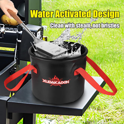 XUDKAKAIXIN Grill Brush Bristle Free,with 1 Replacement Head,Unique Steel Fibers Pad [Safe & Efficient] Perfect for Cast Iron/Stainless-Steel Grates-,Grill Cleaner for Outdoor Gril,Gifts for Men/Dad
